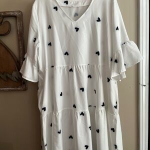 Blue heart and white dress